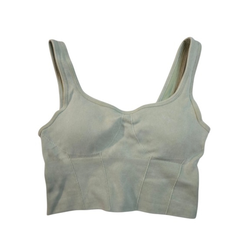 Nova Sport Ribbed Seamless‎ Sports Bra Tank Top Light Green S M Athletic Workout